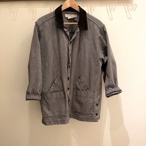 Vintage Calvin Klein Petite Chore Coat railroad striped size Small